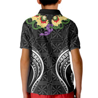 Black Tonga Ngatu Kahoa Lei Kid Polo Shirt LT14 - Polynesian Pride