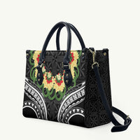 Black Tonga Ngatu Kahoa Lei Leather Bag