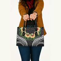Black Tonga Ngatu Kahoa Lei Leather Bag