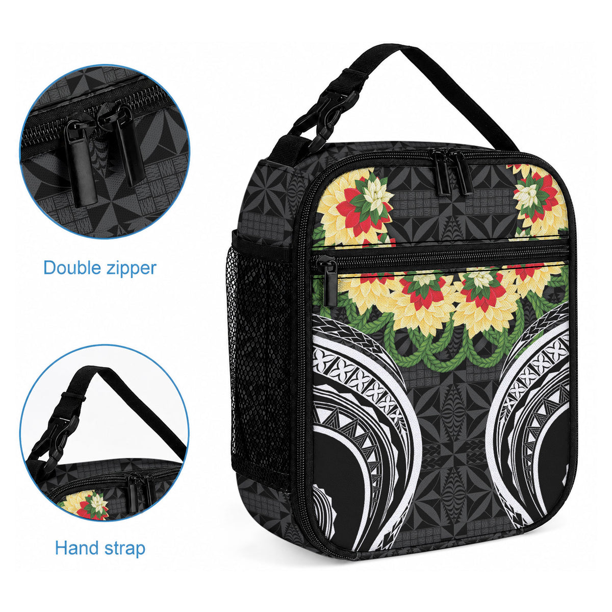 Black Tonga Ngatu Kahoa Lei Lunch Bag