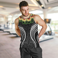 Black Tonga Ngatu Kahoa Lei Men Tank Top LT14 Black - Polynesian Pride