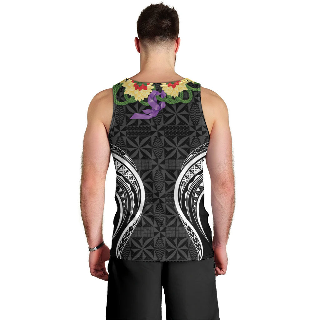 Black Tonga Ngatu Kahoa Lei Men Tank Top LT14 - Polynesian Pride