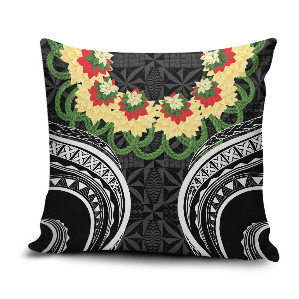 Black Tonga Ngatu Kahoa Lei Pillow Cover LT14 Black - Polynesian Pride