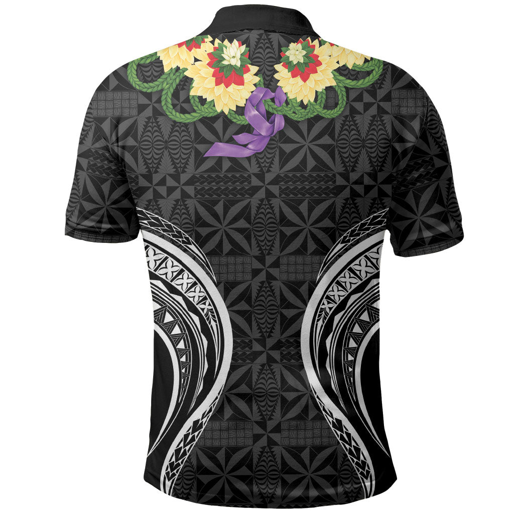 Black Tonga Ngatu Kahoa Lei Polo Shirt LT14 - Polynesian Pride