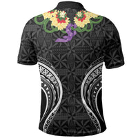 Black Tonga Ngatu Kahoa Lei Polo Shirt LT14 - Polynesian Pride