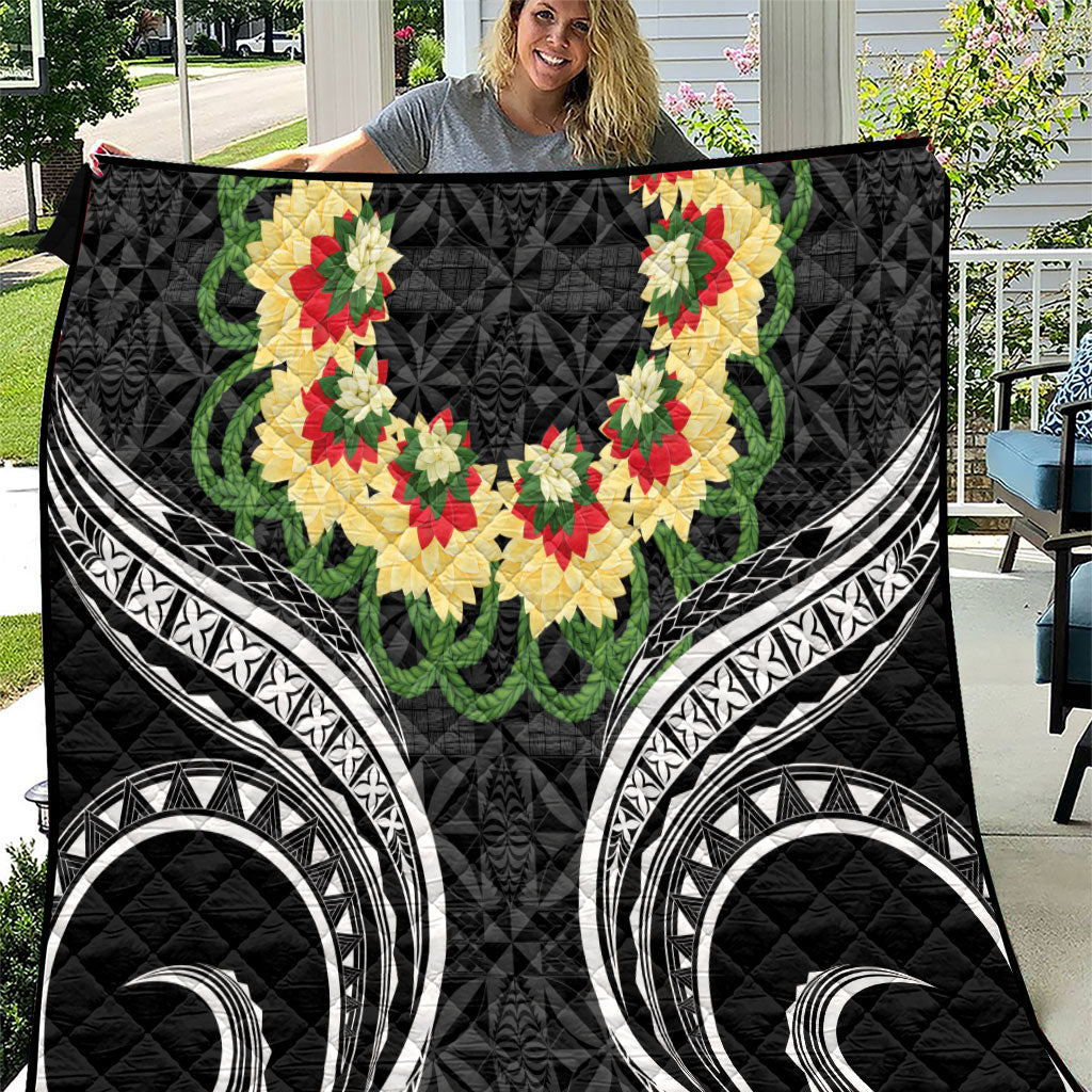Black Tonga Ngatu Kahoa Lei Quilt LT14 Black - Polynesian Pride