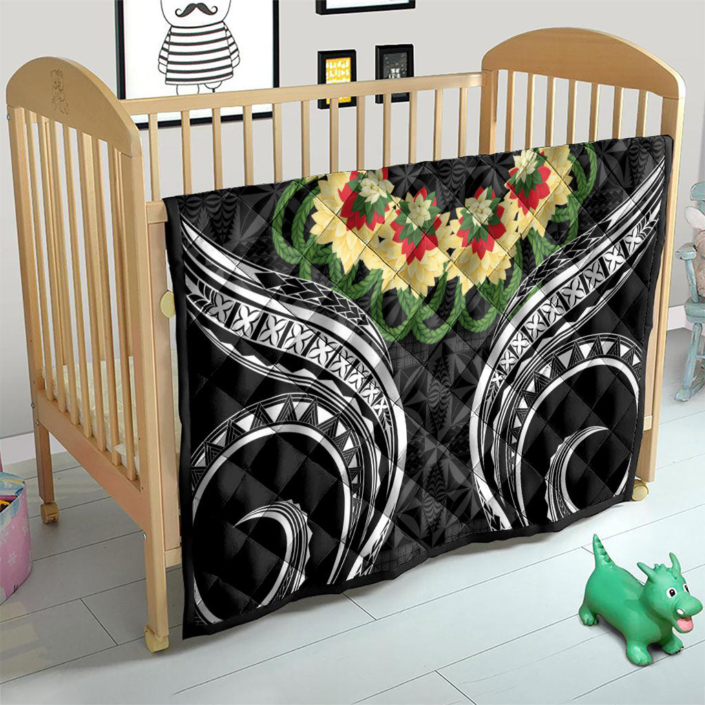 Black Tonga Ngatu Kahoa Lei Quilt LT14 - Polynesian Pride