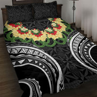 Black Tonga Ngatu Kahoa Lei Quilt Bed Set LT14 Black - Polynesian Pride