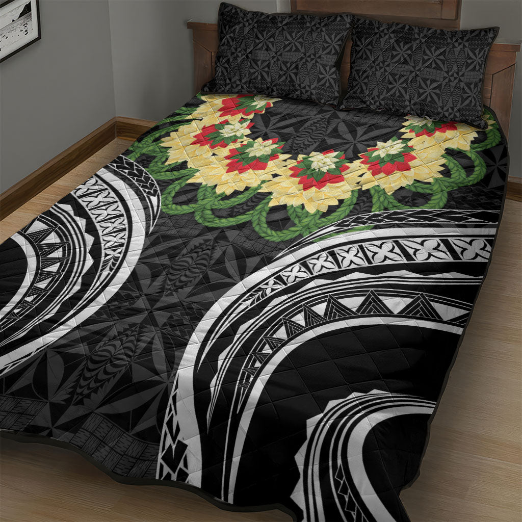 Black Tonga Ngatu Kahoa Lei Quilt Bed Set LT14 - Polynesian Pride