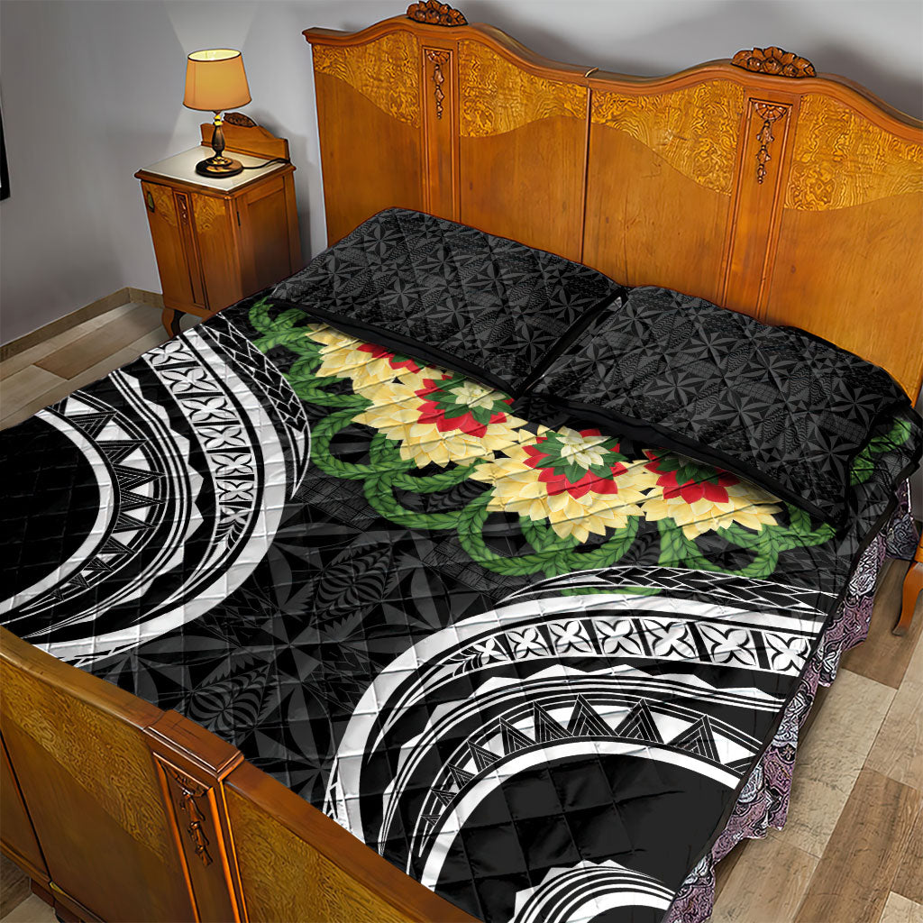 Black Tonga Ngatu Kahoa Lei Quilt Bed Set LT14 - Polynesian Pride