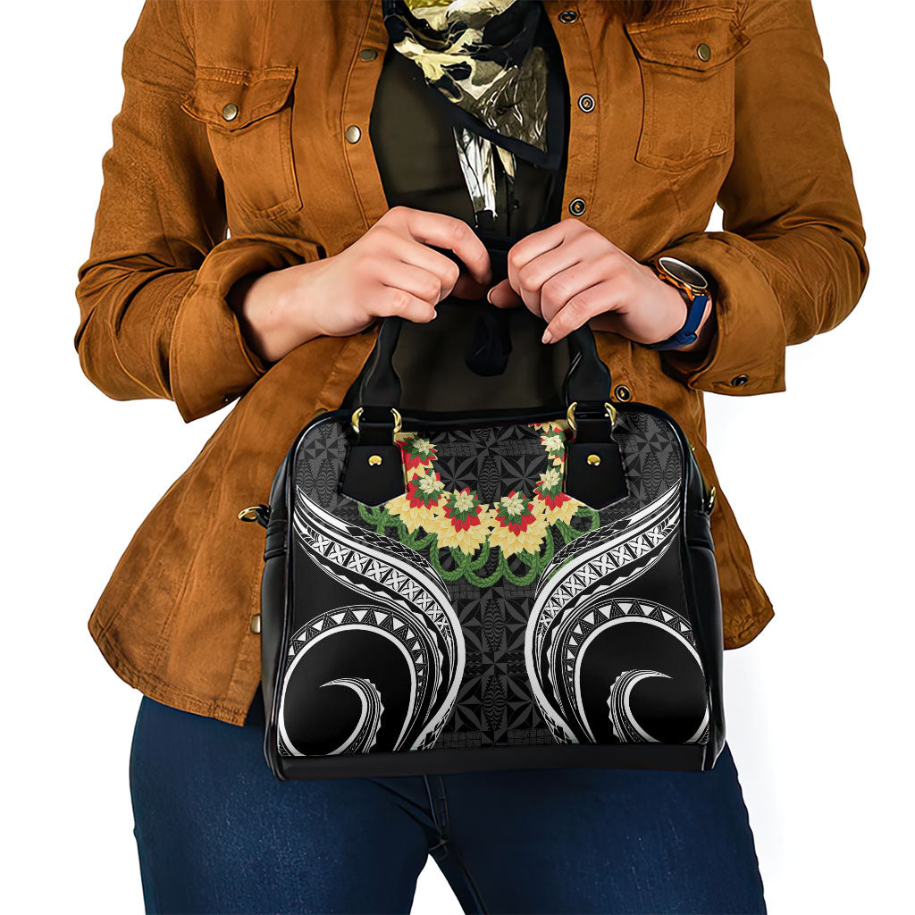 Black Tonga Ngatu Kahoa Lei Shoulder Handbag LT14 - Polynesian Pride