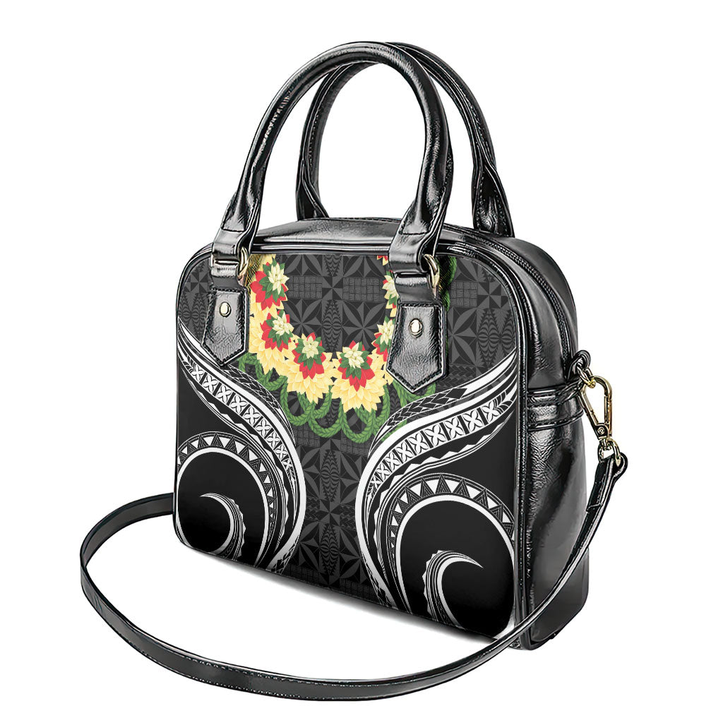 Black Tonga Ngatu Kahoa Lei Shoulder Handbag LT14 - Polynesian Pride