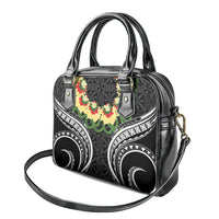 Black Tonga Ngatu Kahoa Lei Shoulder Handbag LT14 - Polynesian Pride