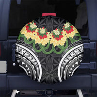 Black Tonga Ngatu Kahoa Lei Spare Tire Cover LT14 No hole Black - Polynesian Pride