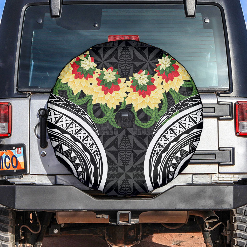 Black Tonga Ngatu Kahoa Lei Spare Tire Cover LT14 Black - Polynesian Pride