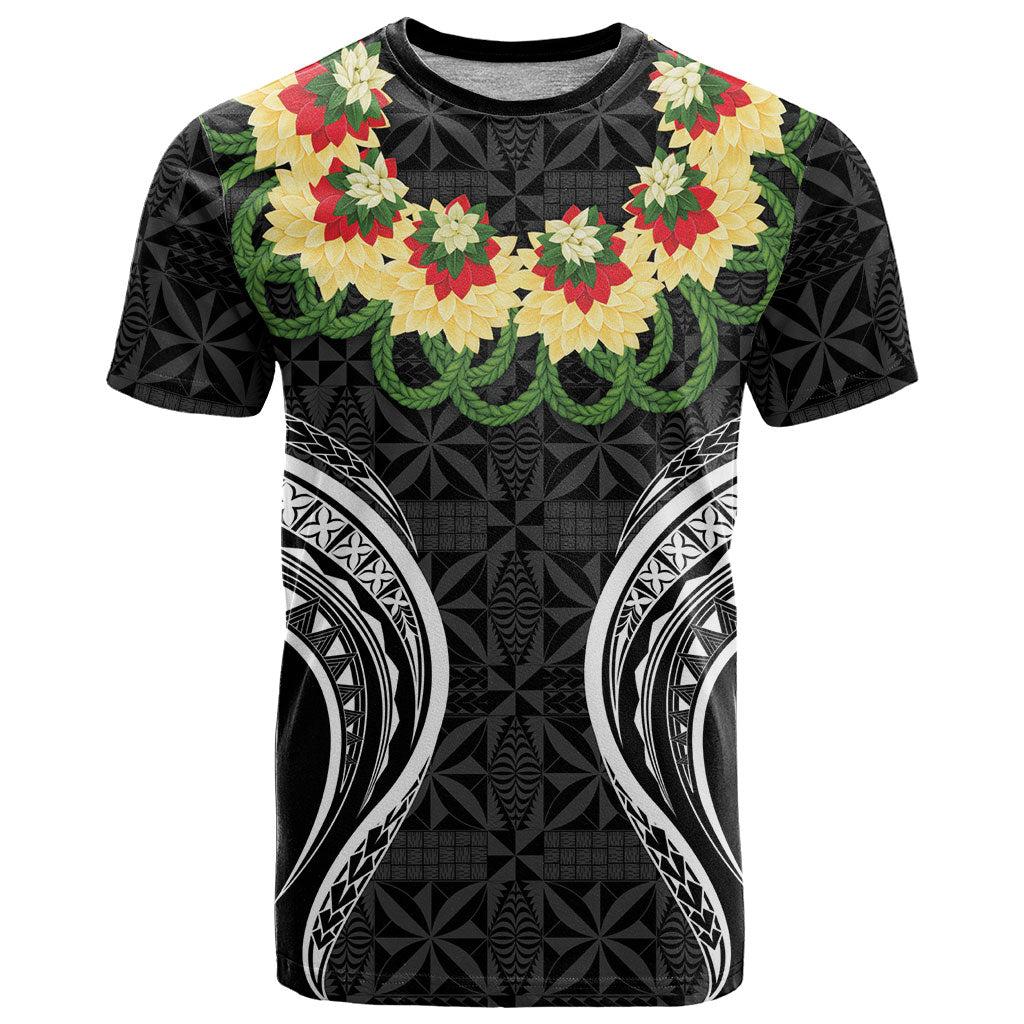 Black Tonga Ngatu Kahoa Lei T Shirt LT14 Black - Polynesian Pride