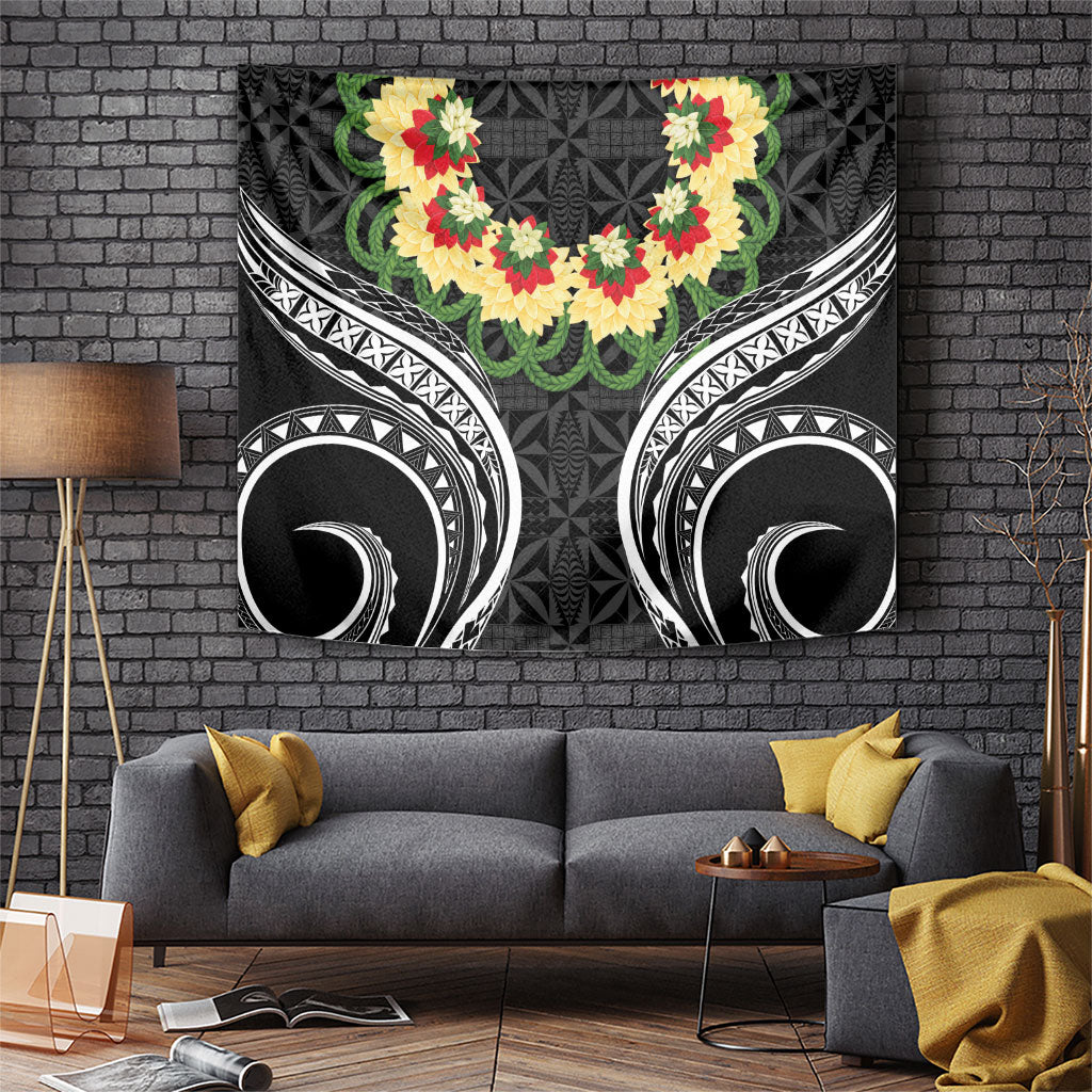 Black Tonga Ngatu Kahoa Lei Tapestry LT14 Black - Polynesian Pride