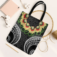 Black Tonga Ngatu Kahoa Lei Tote Bag LT14 Black Strap One Size Black - Polynesian Pride