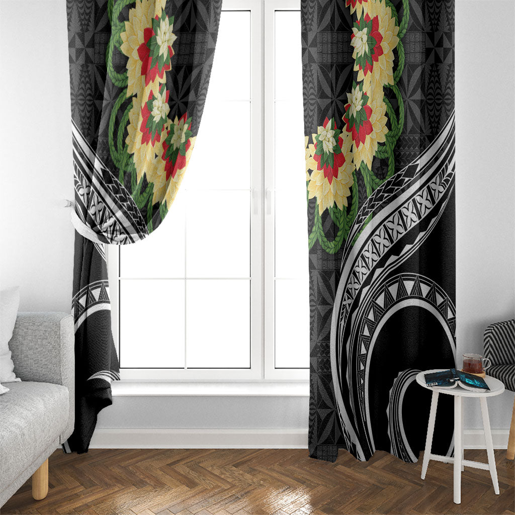 Black Tonga Ngatu Kahoa Lei Window Curtain LT14 - Polynesian Pride