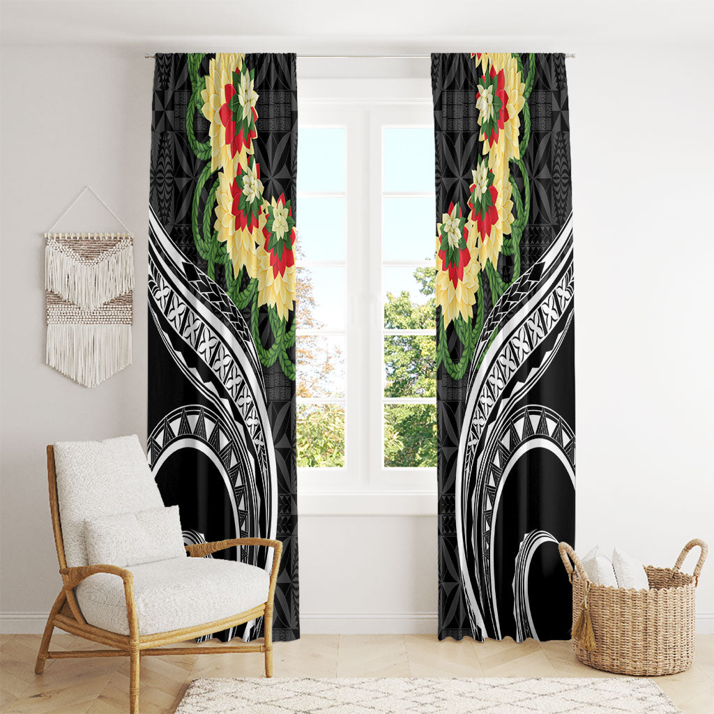 Black Tonga Ngatu Kahoa Lei Window Curtain LT14 - Polynesian Pride