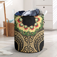 Grunge Gold Tonga Ngatu Kahoa Lei Laundry Basket LT14 Gold - Polynesian Pride