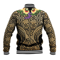 Grunge Gold Tonga Ngatu Kahoa Lei Baseball Jacket LT14 - Polynesian Pride