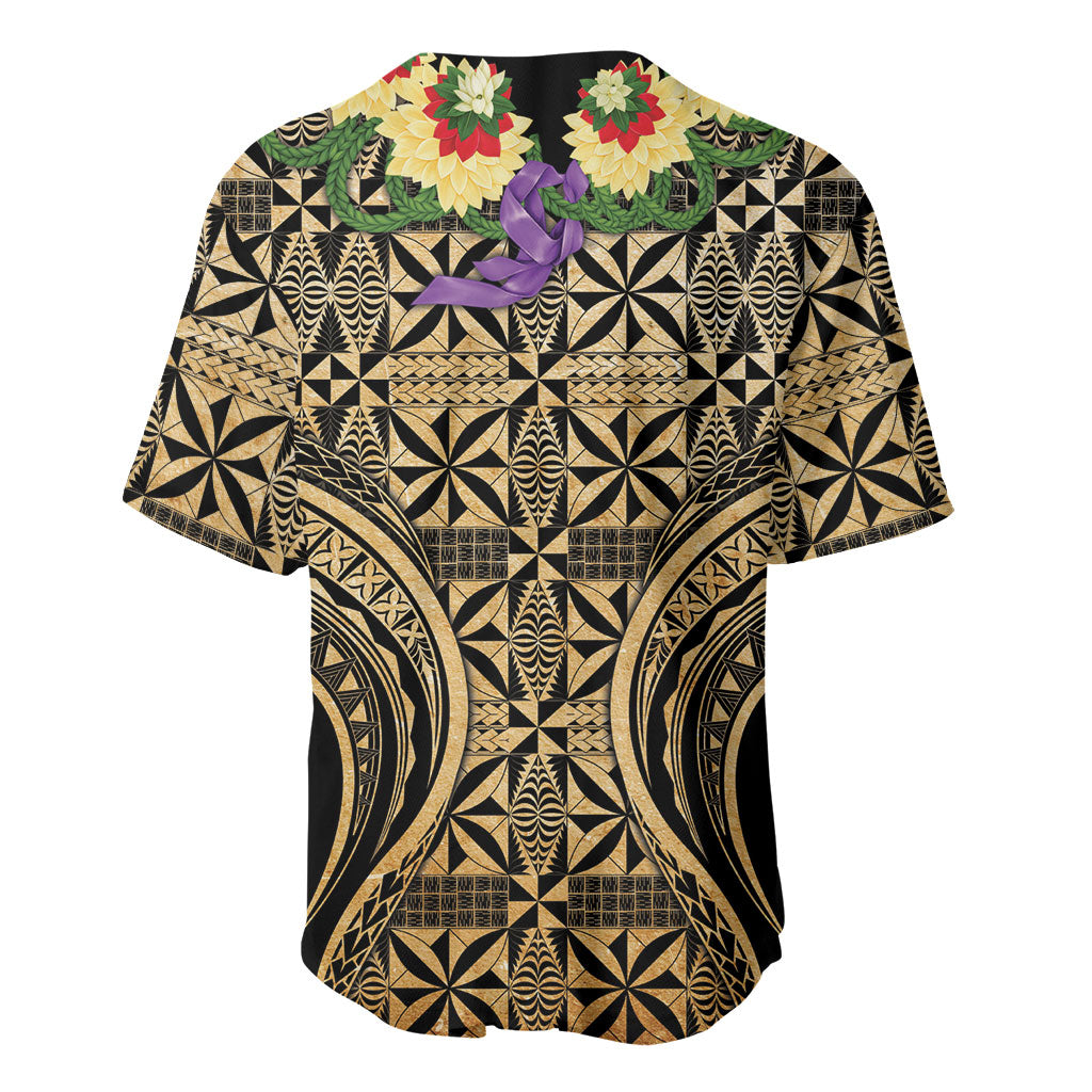 Grunge Gold Tonga Ngatu Kahoa Lei Baseball Jersey LT14 - Polynesian Pride