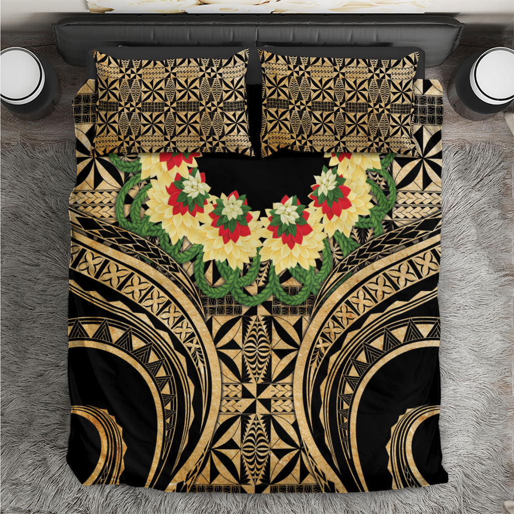 Grunge Gold Tonga Ngatu Kahoa Lei Bedding Set LT14 Gold - Polynesian Pride