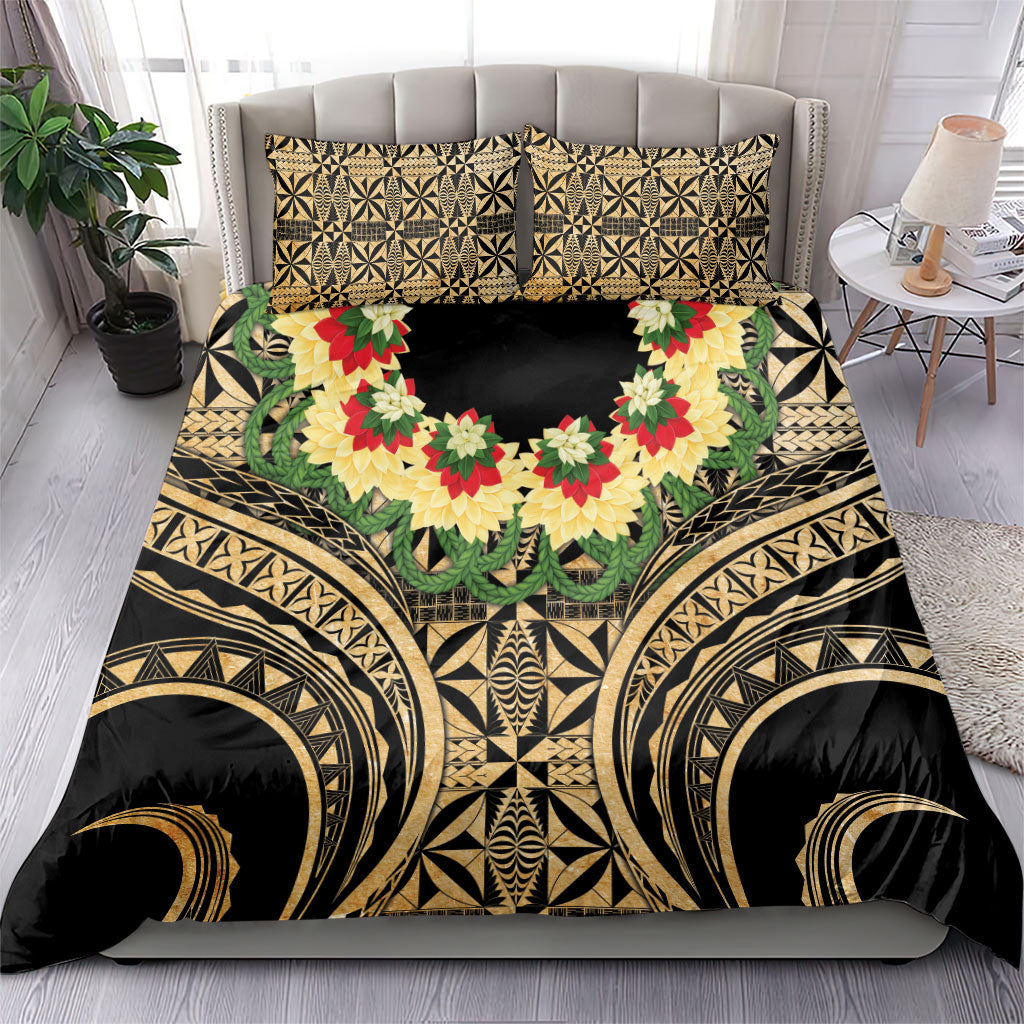 Grunge Gold Tonga Ngatu Kahoa Lei Bedding Set