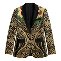 Grunge Gold Tonga Ngatu Kahoa Lei Blazer LT14 Unisex Gold - Polynesian Pride