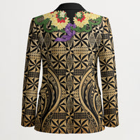 Grunge Gold Tonga Ngatu Kahoa Lei Blazer LT14 - Polynesian Pride