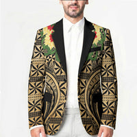Grunge Gold Tonga Ngatu Kahoa Lei Blazer LT14 - Polynesian Pride