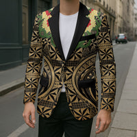 Grunge Gold Tonga Ngatu Kahoa Lei Blazer LT14 - Polynesian Pride