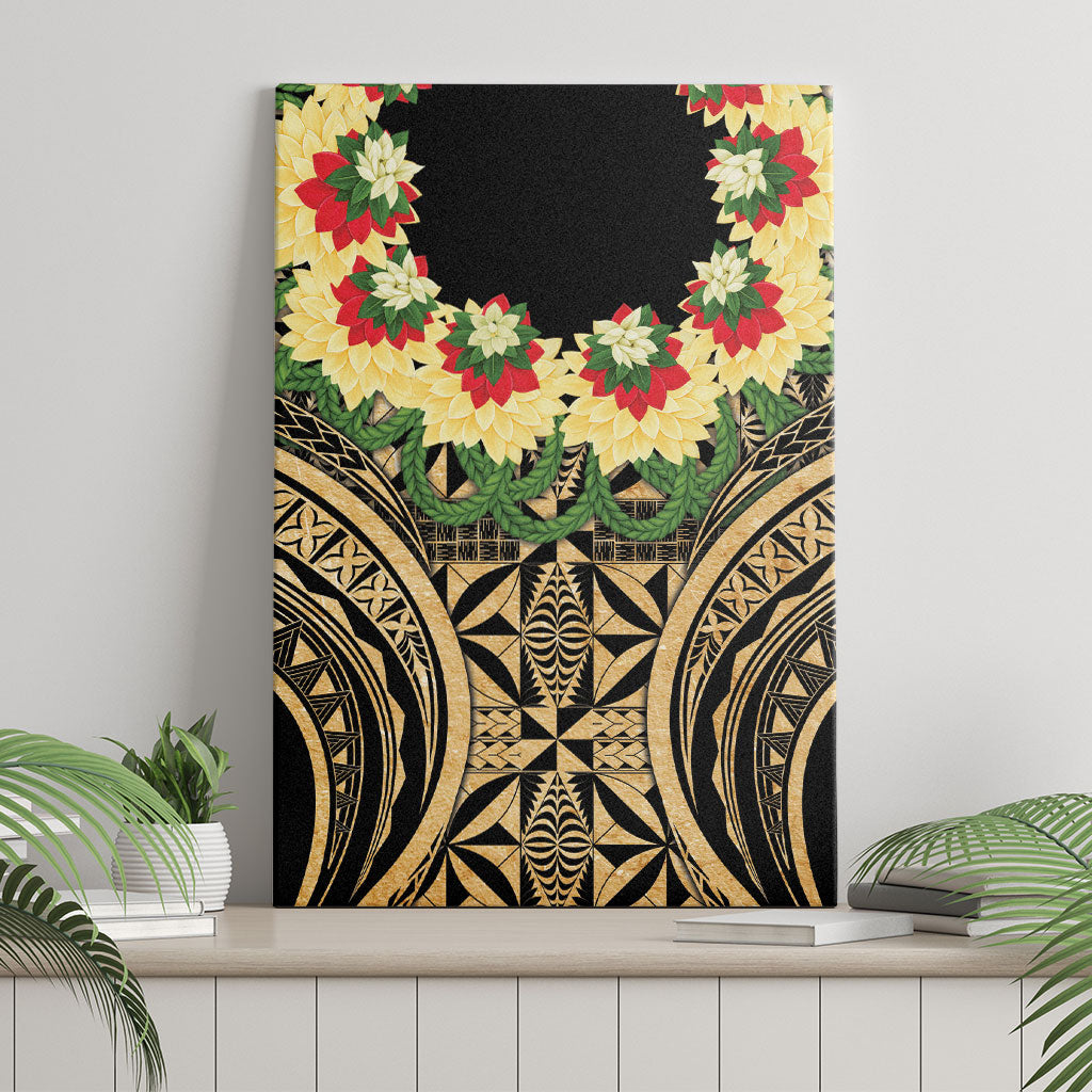 Grunge Gold Tonga Ngatu Kahoa Lei Canvas Wall Art LT14 - Polynesian Pride