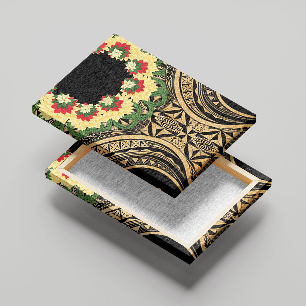 Grunge Gold Tonga Ngatu Kahoa Lei Canvas Wall Art LT14 - Polynesian Pride