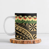 Grunge Gold Tonga Ngatu Kahoa Lei Ceramic Mug LT14 Gold - Polynesian Pride