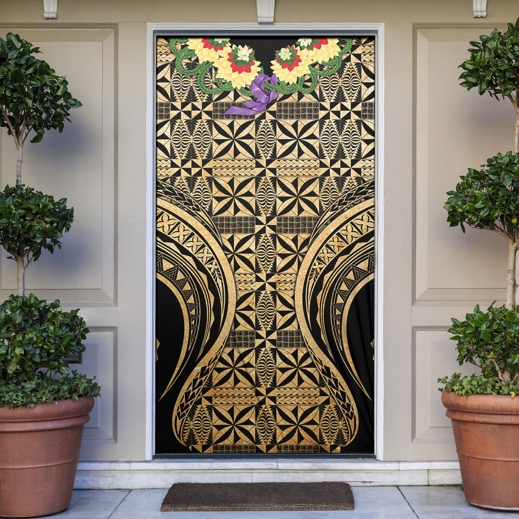 Grunge Gold Tonga Ngatu Kahoa Lei Door Cover LT14 Gold - Polynesian Pride