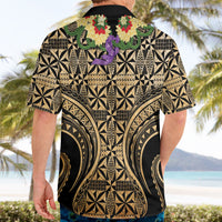 Grunge Gold Tonga Ngatu Kahoa Lei Hawaiian Shirt LT14 - Polynesian Pride