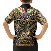 Grunge Gold Tonga Ngatu Kahoa Lei Hawaiian Shirt LT14 - Polynesian Pride