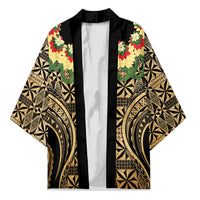 Grunge Gold Tonga Ngatu Kahoa Lei Kimono LT14 Unisex Gold - Polynesian Pride