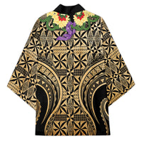 Grunge Gold Tonga Ngatu Kahoa Lei Kimono LT14 - Polynesian Pride
