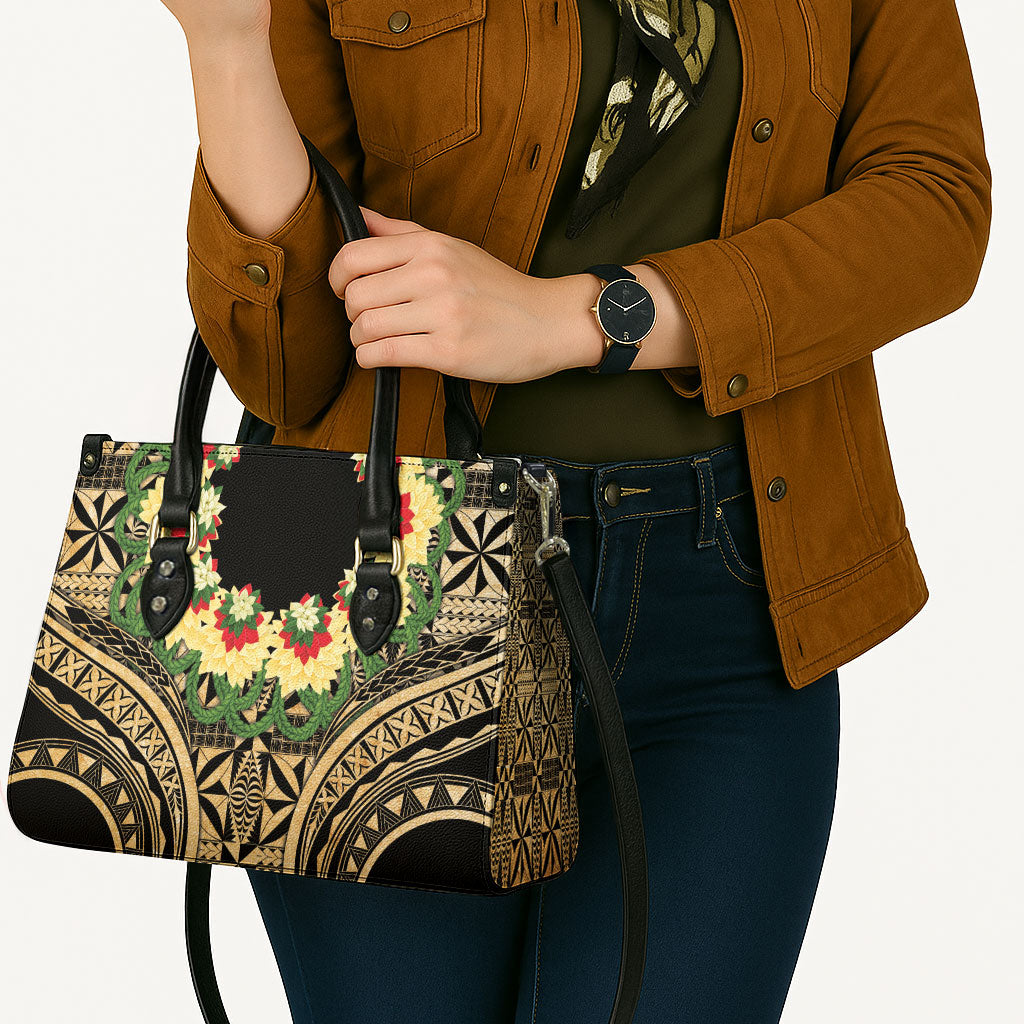 Grunge Gold Tonga Ngatu Kahoa Lei Leather Bag LT14 - Polynesian Pride