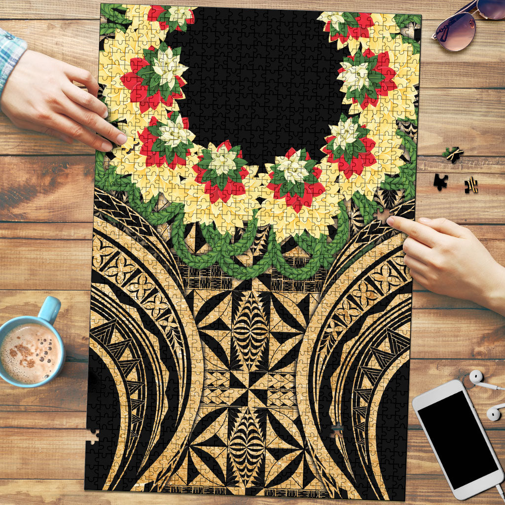 Grunge Gold Tonga Ngatu Kahoa Lei Puzzle LT14 Gold - Polynesian Pride
