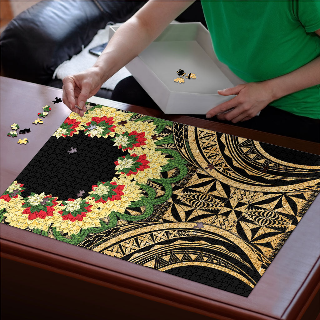 Grunge Gold Tonga Ngatu Kahoa Lei Puzzle LT14 - Polynesian Pride