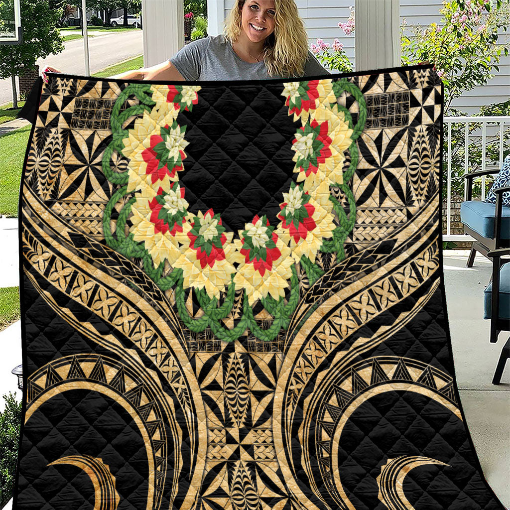 Grunge Gold Tonga Ngatu Kahoa Lei Quilt LT14 Gold - Polynesian Pride