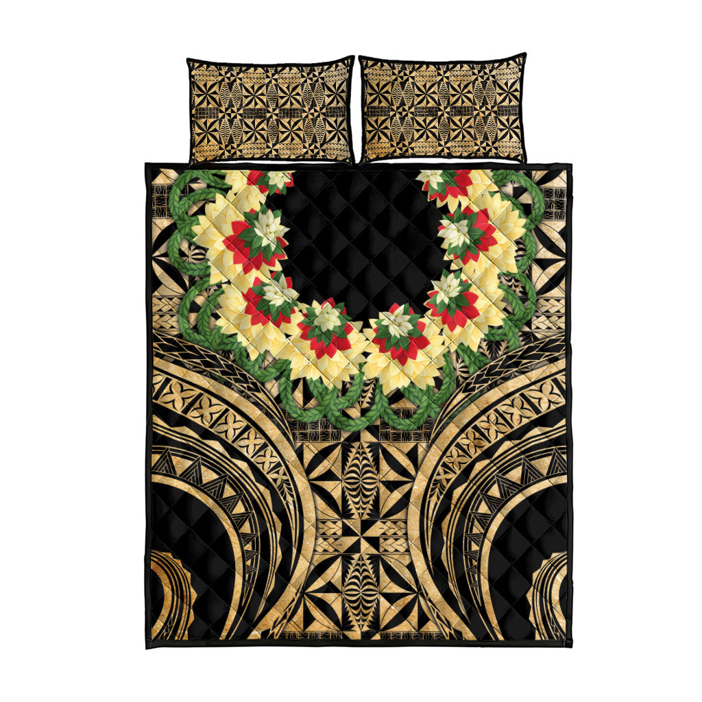 Grunge Gold Tonga Ngatu Kahoa Lei Quilt Bed Set LT14 - Polynesian Pride