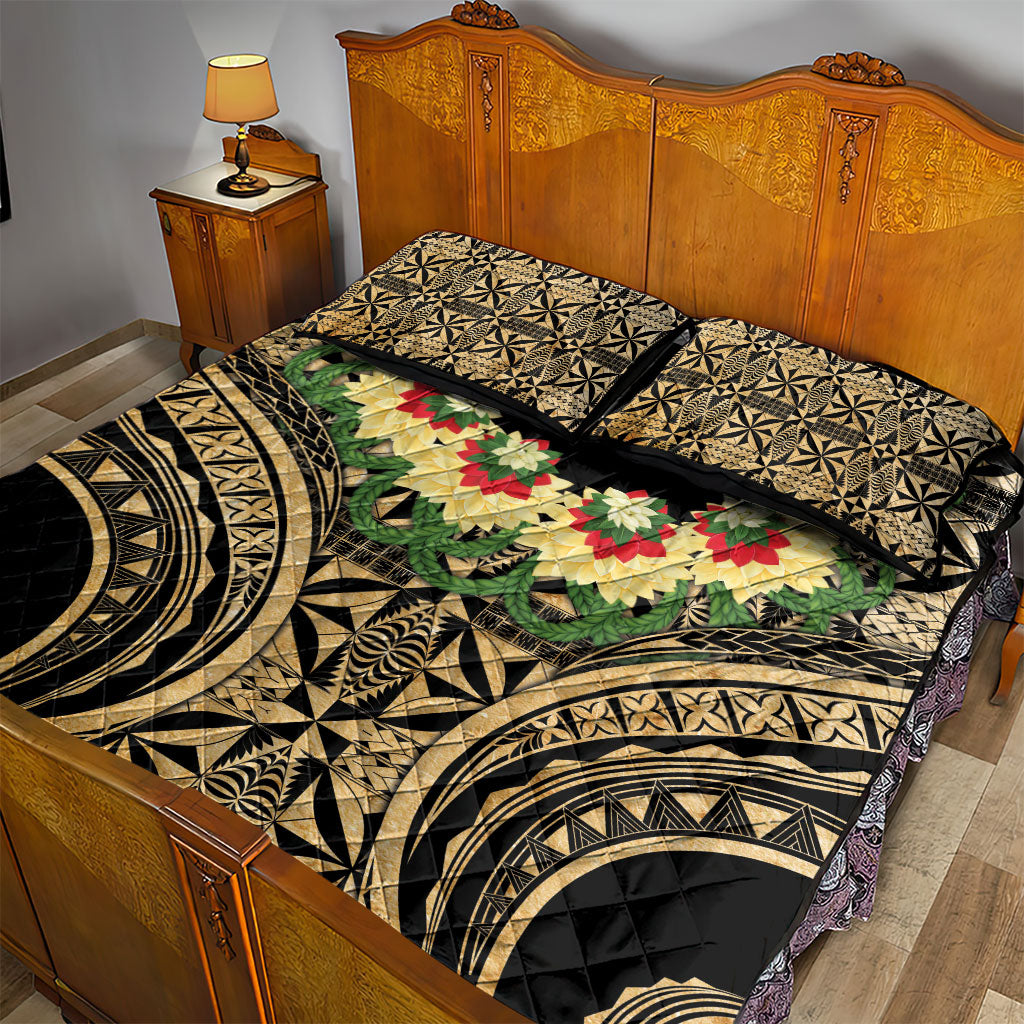 Grunge Gold Tonga Ngatu Kahoa Lei Quilt Bed Set LT14 - Polynesian Pride