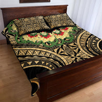 Grunge Gold Tonga Ngatu Kahoa Lei Quilt Bed Set LT14 - Polynesian Pride
