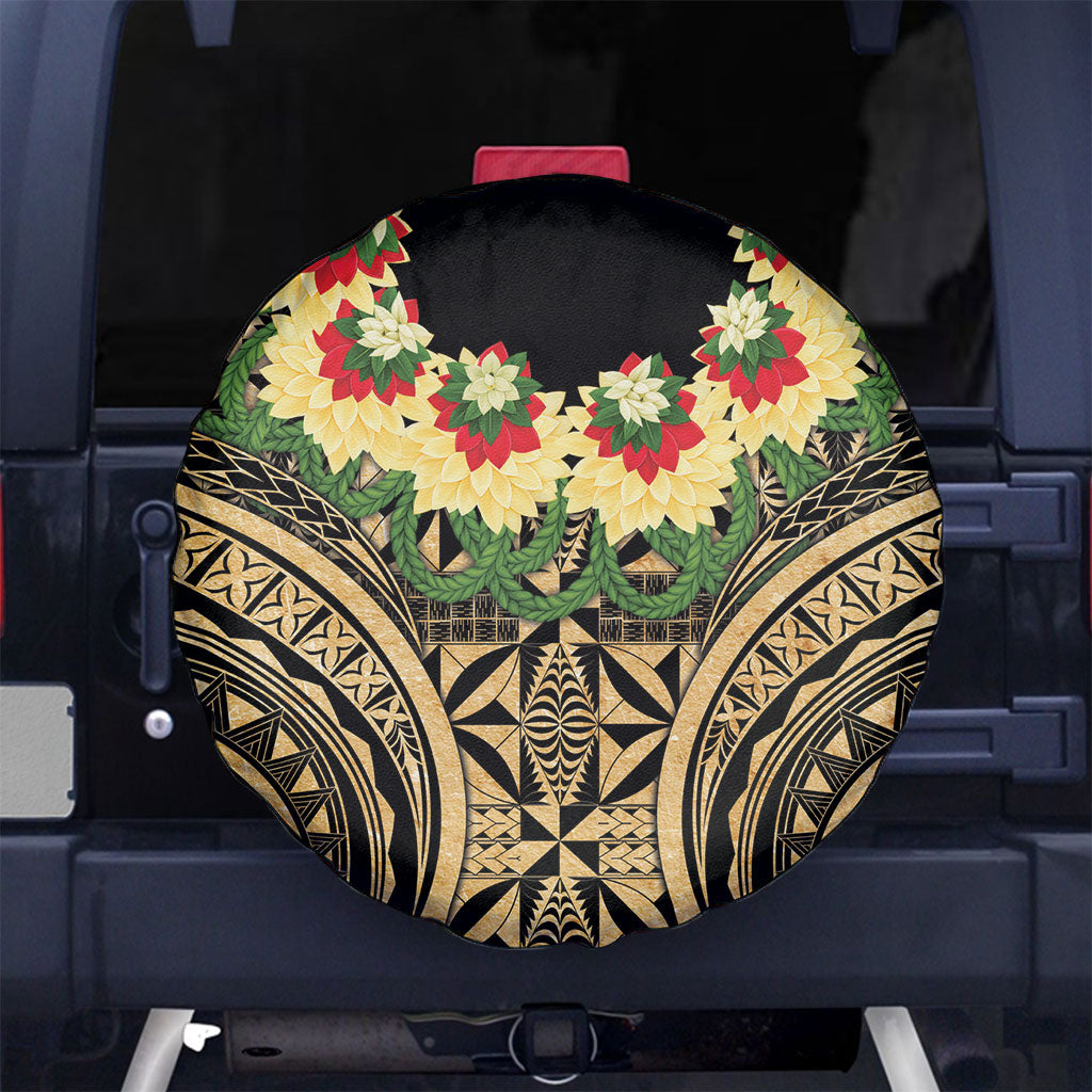 Grunge Gold Tonga Ngatu Kahoa Lei Spare Tire Cover LT14 No hole Gold - Polynesian Pride