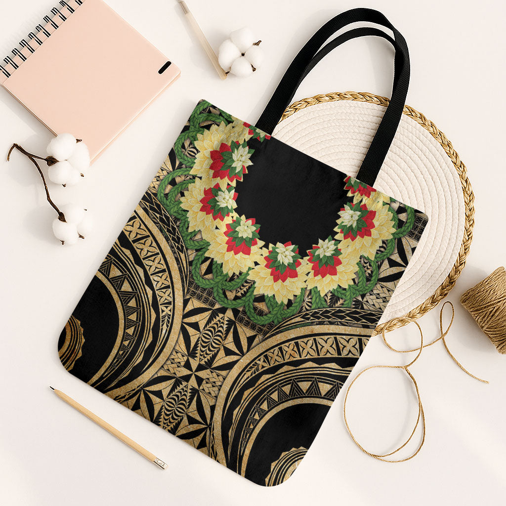 Grunge Gold Tonga Ngatu Kahoa Lei Tote Bag LT14 Black Strap One Size Gold - Polynesian Pride